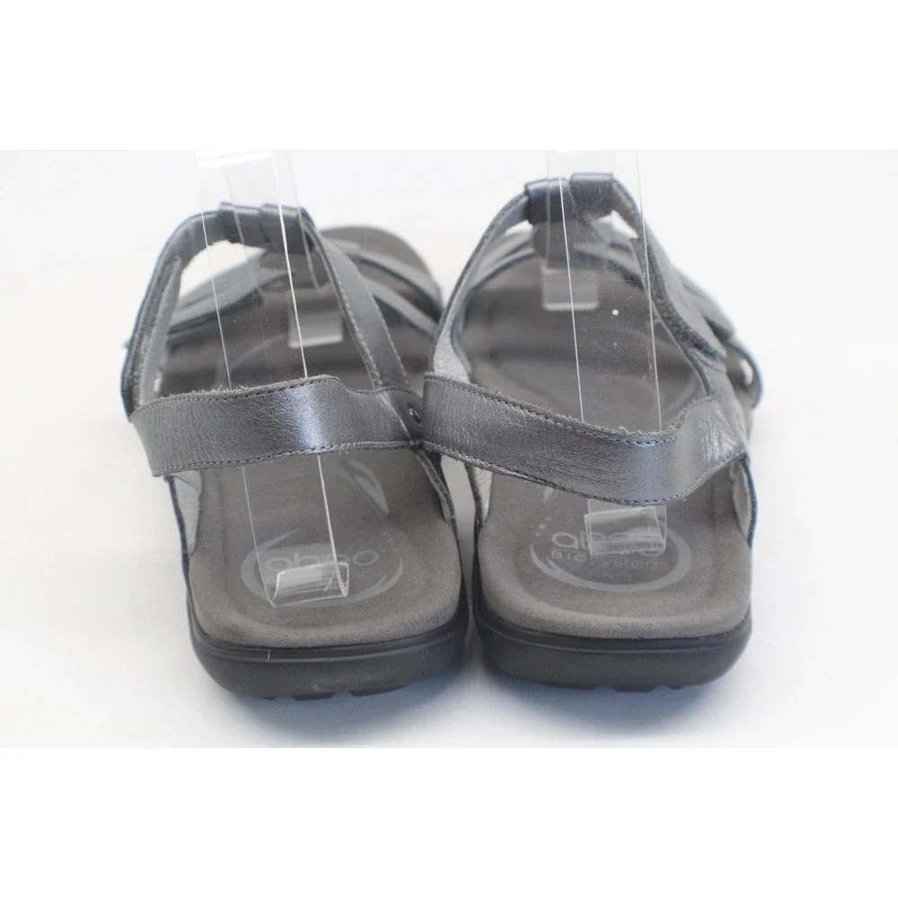 Abeo Bea Braid Pewter Slingback Leather Sandal Women Sz 10N Adjustable Strap